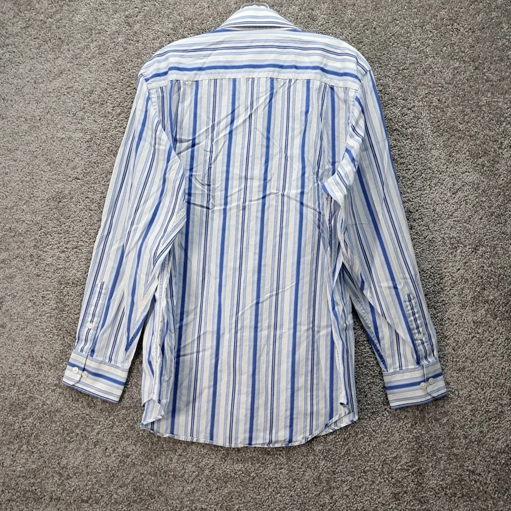 Banana Republic Mens Blue White Striped Cotton Button Down Shirt Size M 15-15.5